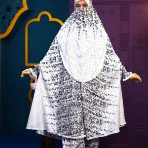 Charcoal Petal – Semi-Long Instant Ready Khimar