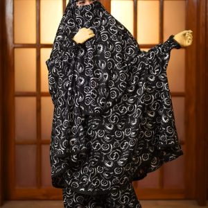 Cream Black Rose – Semi-Long Instant Khimar